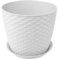 РОТАНГ кашпо 210мм 4,7л белый Б/ПОДД М3083 /20шт/М-пласт