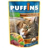 Корм для кошек Пуффинс 100г ЖЕЛЕ телятина/печень