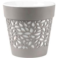 Кашпо Блоссом 8,3л серый жемчуг-белый с вставкой КШ-0506 /6шт/ПП