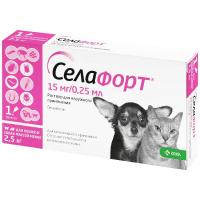 Капли Селафорт(внешние и внутренние) д/кошек и собак до 2,5кг 1*15мг/0,25мл ЧЗ