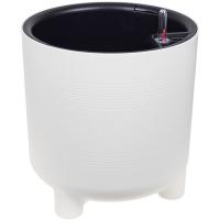 Кашпо ШЭНК D275 13,5л белый ротанг с автополивом+вставкой М3243