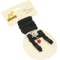 Комплект нейлон д/грыз.(поводок 10мм*120см шлейка с бубенчиком 10мм)черный 01210011-07/Каскад