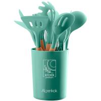 Набор кухонный 12 предметов на подставке силикон мятный AK-5281 /16шт/ Alpenkok 