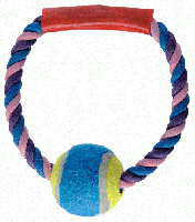 Игрушка для собак Аппорт веревочный кольцо с ручкой и мячом/C2298