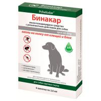 Капли против блох и клещей Бинакар для собак крупных пород 4 пипетки*2мл