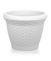 Цветочный горшок Плетение 42л белый с поддоном
