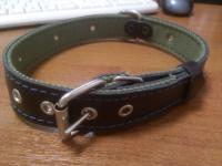 Ошейник кожа+брезент 30мм 2-х слойный безразмерный 60-62см/40885
