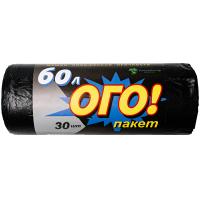 Мешки д/мусора 60л (30шт) ПНД ОГО прочные 15мкм 60*75см /16шт/