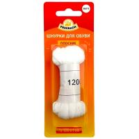 Шнурки д/обуви плоские 120*1см Pregrada блистер белые GL-014 /50шт/ 