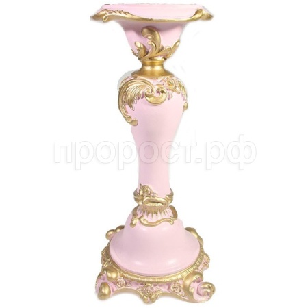 Подсвечник с резным квадр основанием(розовый)L11.5W11.5H26.5см 713311/I011