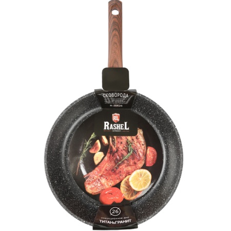 R-10428 Сковорода-сотейник литая D28 с антипр. покр. индук. дно черный гранит /12шт/ Маруся  
