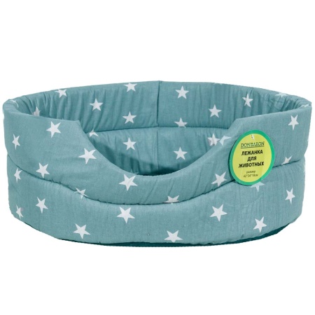 Лежанка овальная стеганая поролоновая хлопок Звезды МИКС 42*34*18см/DONBARON