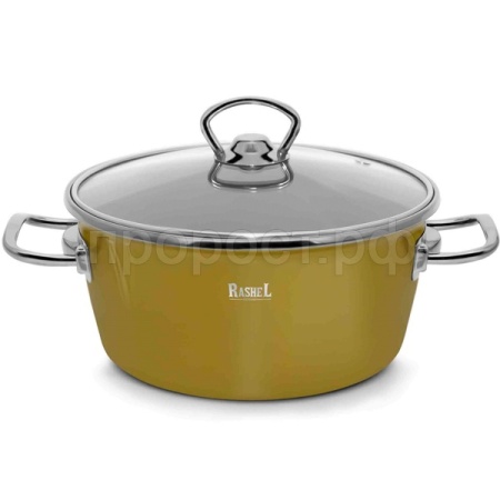 Кастрюля 5,2л эмаль стекл. крышка в инд. упаковке оливковый R6026 /6шт/ Маруся  