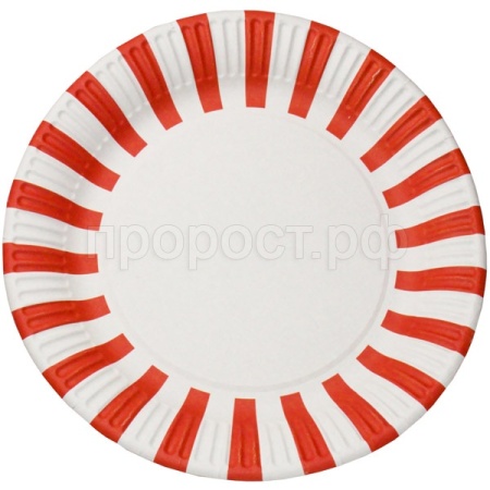 Тарелка D230 белая (50шт) полоска красная  /10шт/ПОС55412