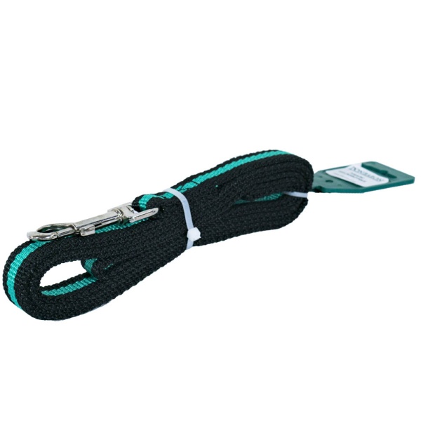 Поводок капрон 20мм*2м черный с зелёной полосой  DONBARON