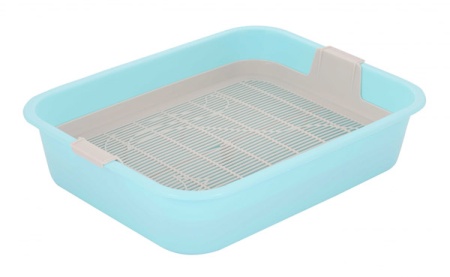 Туалет для кошек Мур мяу глубокий с сеткой голубой
