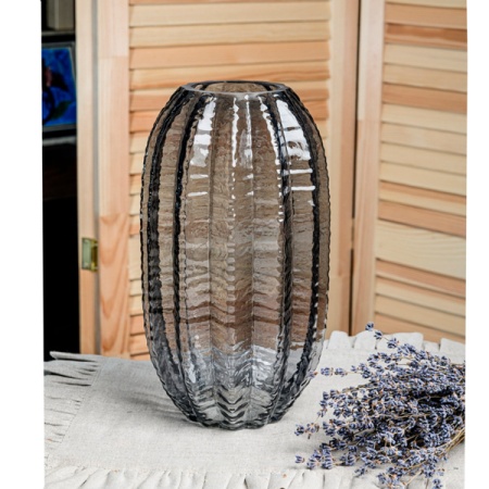 Ваза д/цветов Плиссе большая графит стекл. /1902-Н5 /1шт/ДК